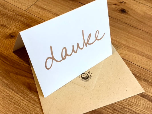 Briefkarte "danke" gold/weiß (Jordan/Kettcards) - Polly Paper - Umweltfreundliche Schreibwaren
