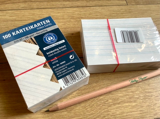 Karteikarten liniert weiß 100St.° - Polly Paper - Umweltfreundliche Schreibwaren