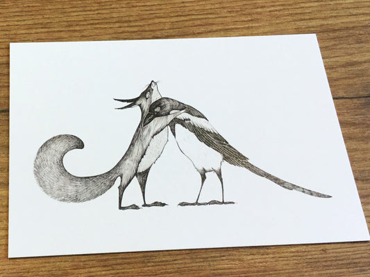 Postkarte Eichhörnchen & Elster Bambus Ligarti - Polly Paper - Umweltfreundliche Schreibwaren