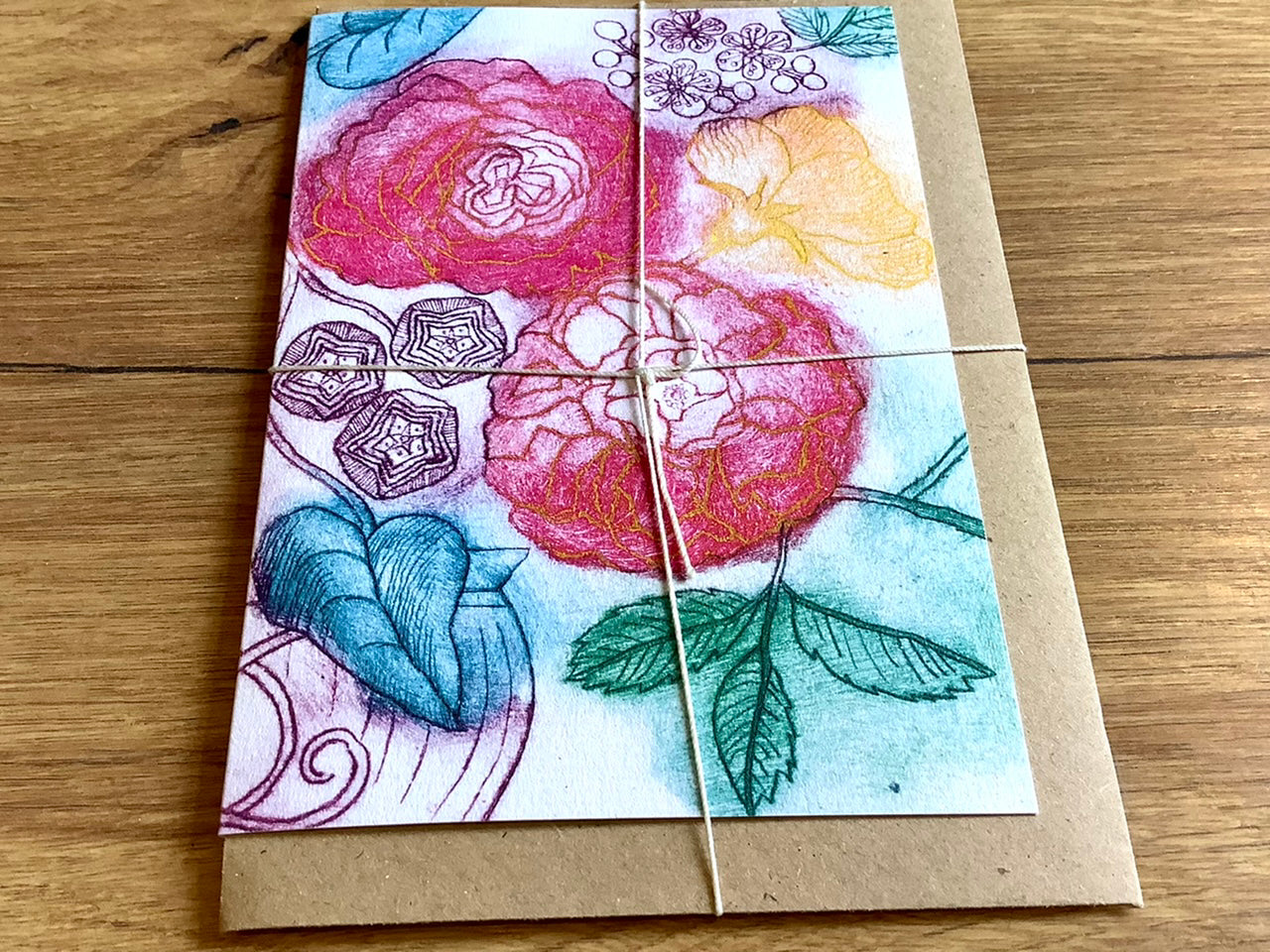 Briefkarte Rosen (Nakomie) - Polly Paper - Umweltfreundliche Schreibwaren