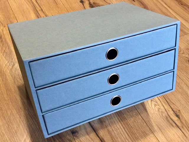 Schubladenbox 3er A4 Denim SOHO Rössler