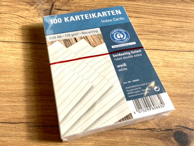 Karteikarten liniert weiß 100St.° - Polly Paper - Umweltfreundliche Schreibwaren