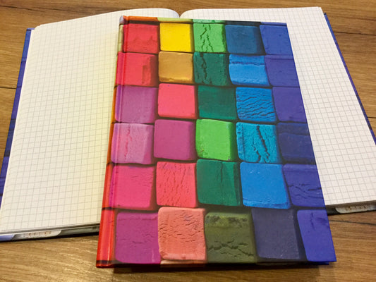 Hardcover A5 kariert Bunte Kreide