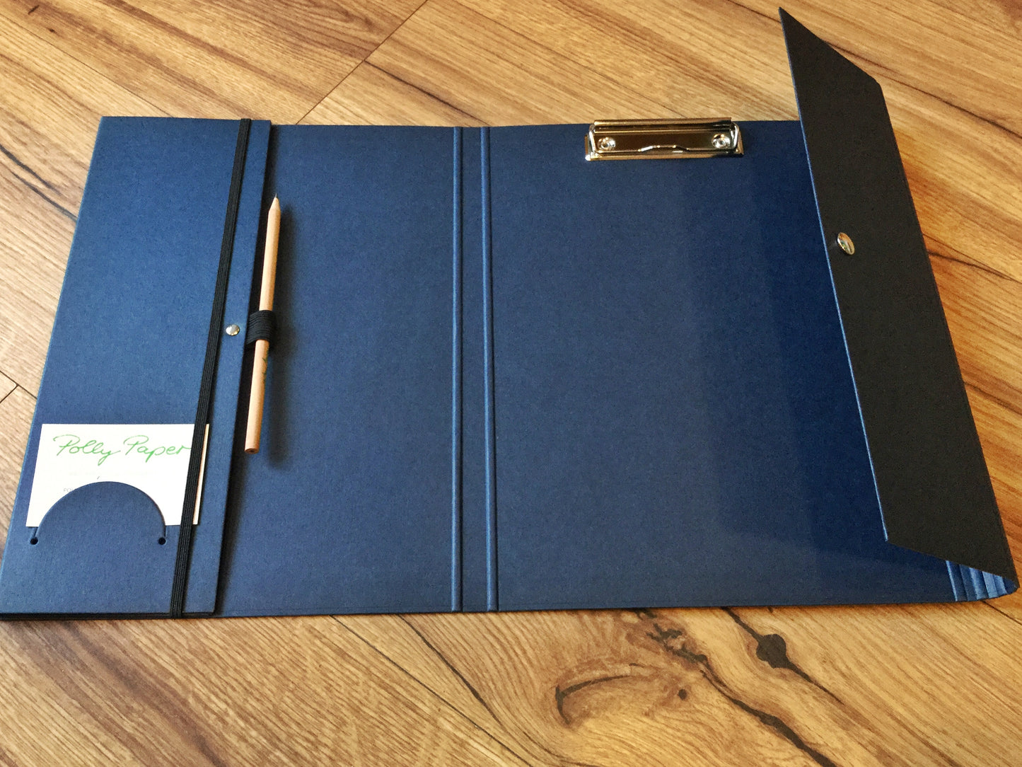 Tagungsmappe Blockklemme Druckknopf blau