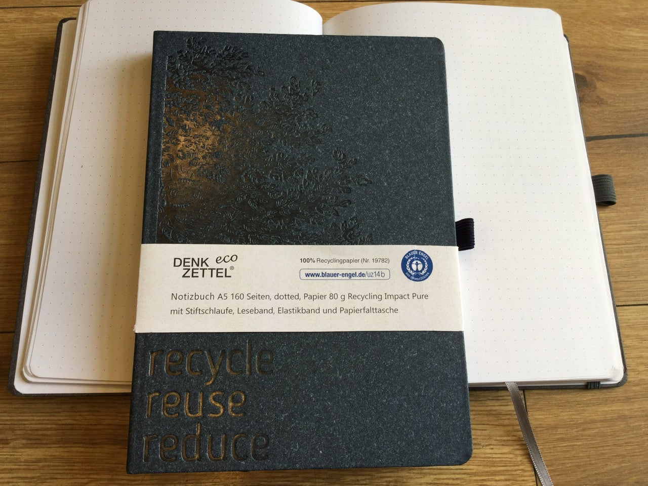 Notizbuch A5 Punktraster Eco Recycle 160S. Leykam° - Polly Paper - Umweltfreundliche Schreibwaren