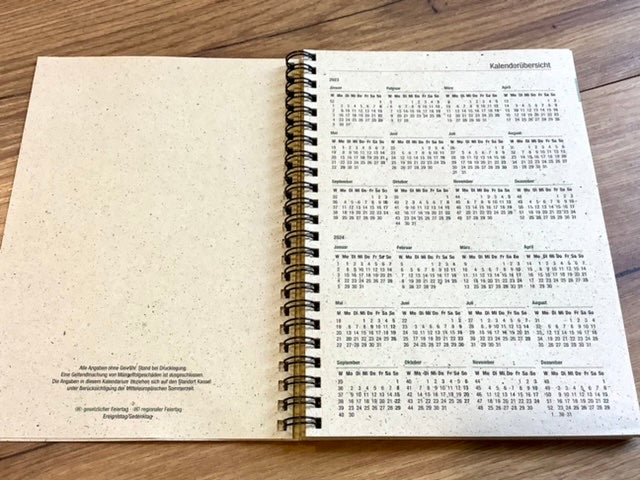 Wochenkalender Graspapier A5 2025 (!) Zettler 1W/2S