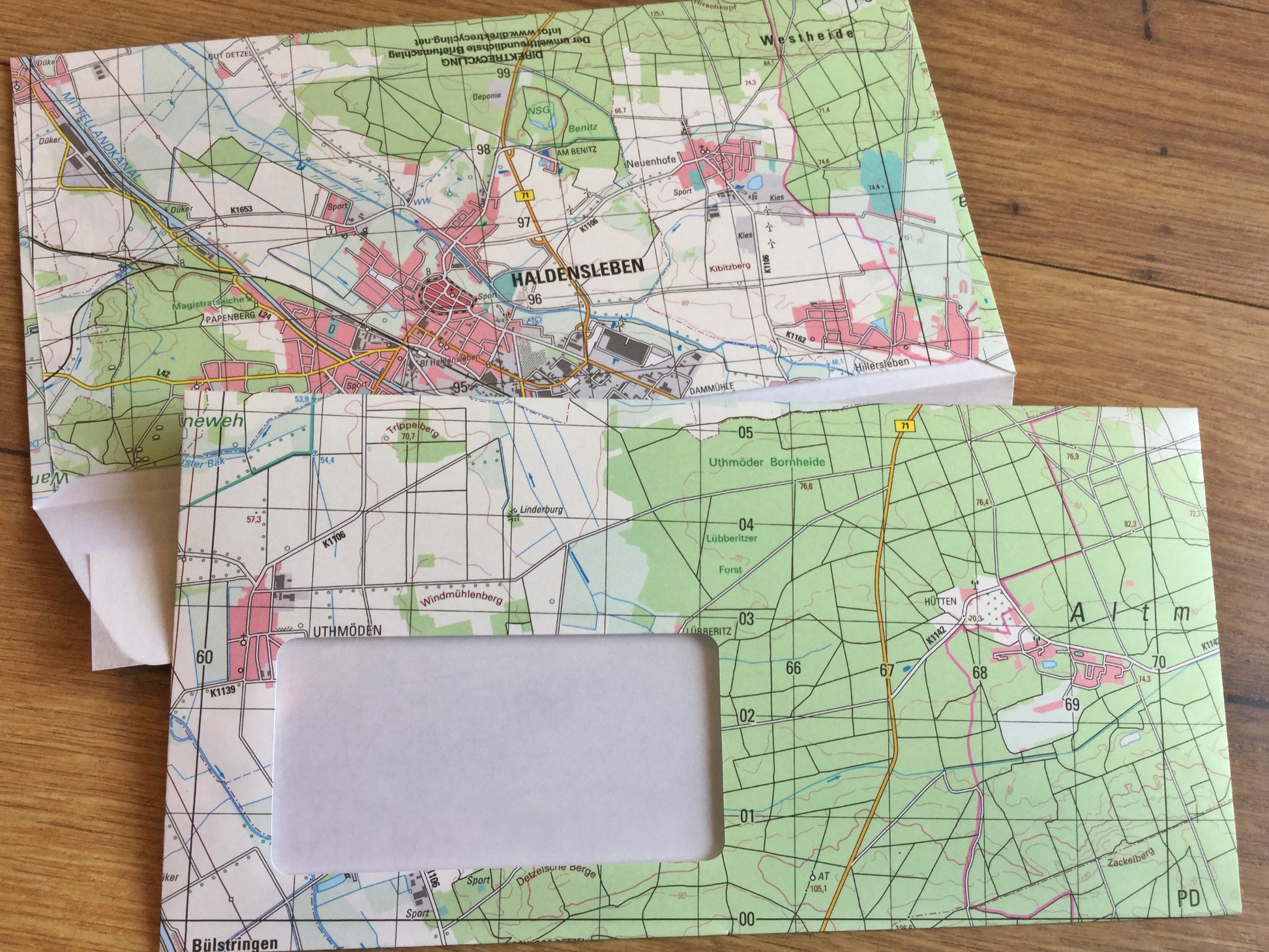 DRP DL Landkarte 10 Design-Kuverts Direktrecycling - Polly Paper - Umweltfreundliche Schreibwaren