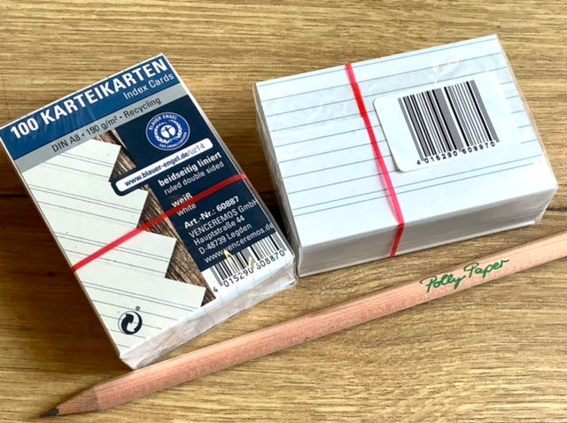 Karteikarten liniert weiß 100St.° - Polly Paper - Umweltfreundliche Schreibwaren