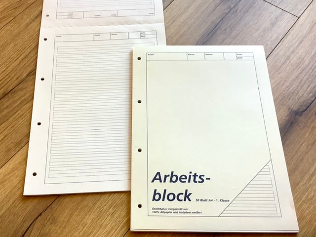 Arbeitsblock A4 Lin.1 50 Blatt - Polly Paper - Umweltfreundliche Schreibwaren