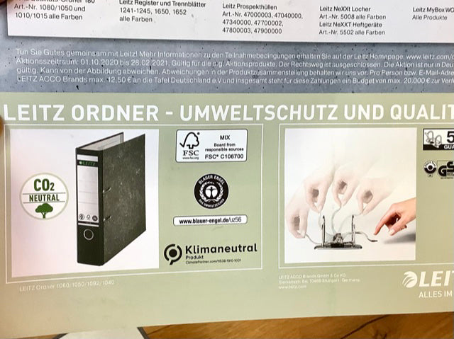 LEITZ Ordner 180° schwarz° - Polly Paper - Umweltfreundliche Schreibwaren