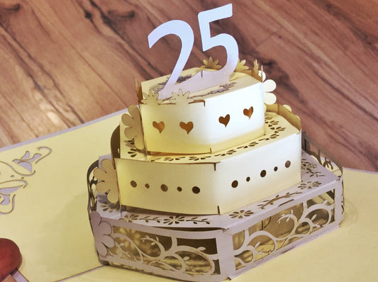 Grußkarte 3D Silberne Hochzeit 25 Jahre - Polly Paper - Umweltfreundliche Schreibwaren