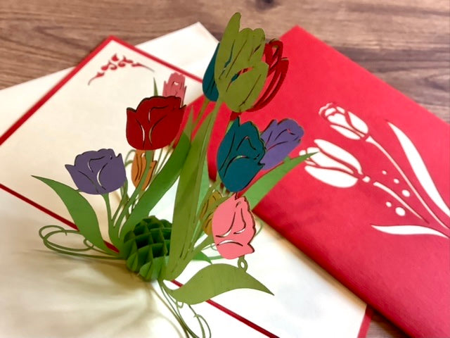 3D-Karte Tulpen Pop-up-Karte - Polly Paper - Umweltfreundliche Schreibwaren