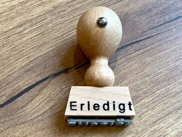 Textstempel "erledigt" Buche - Polly Paper - Umweltfreundliche Schreibwaren