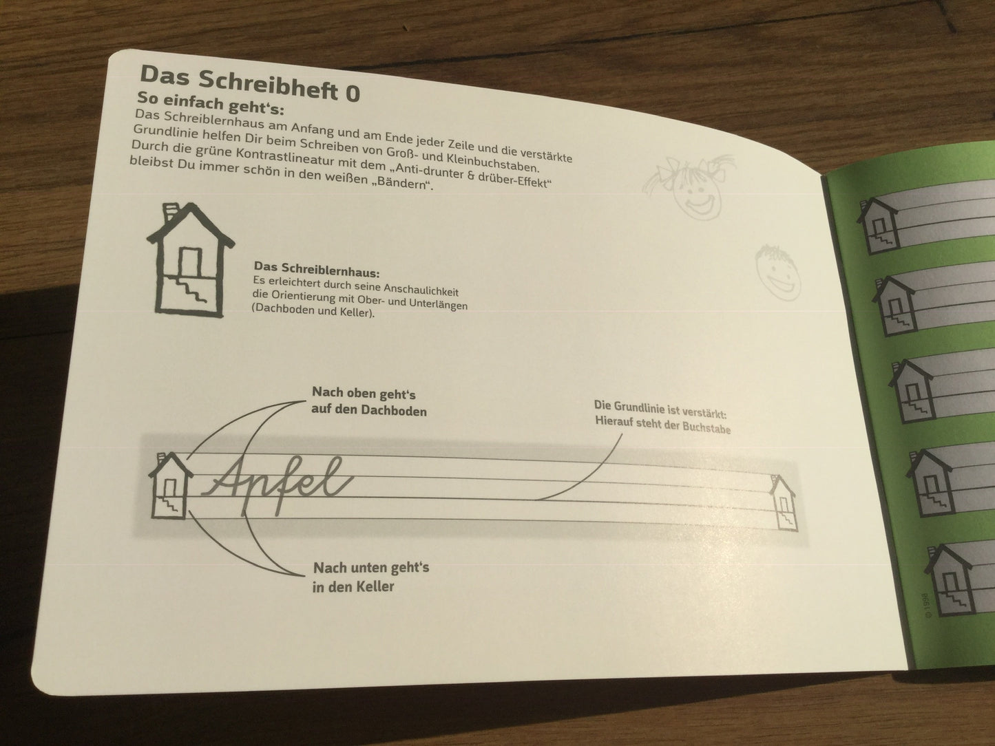 Schulheft A5 quer Lin. 0 Schreiblernheft Häuschen - Polly Paper - Umweltfreundliche Schreibwaren