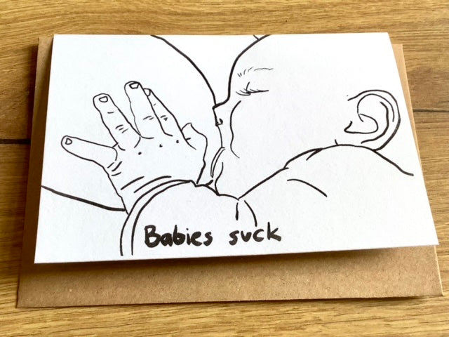 Briefkarte Babies suck (Superjuju) - Polly Paper - Umweltfreundliche Schreibwaren