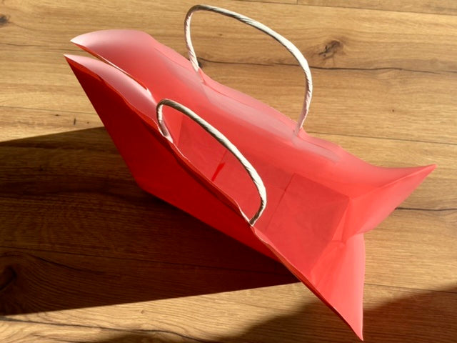 Papiertüte rot Kordelgriff 26x35x12cm - Polly Paper - Umweltfreundliche Schreibwaren