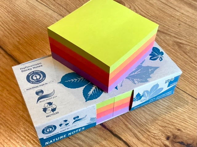 Haftnotizen 75x75mm 400Bl 4 Farben - Polly Paper - Umweltfreundliche Schreibwaren