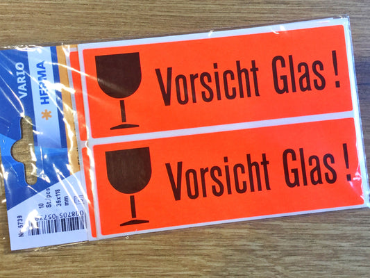 Aufkleber 10x "Vorsicht Glas!" (5Bl) - Polly Paper - Umweltfreundliche Schreibwaren