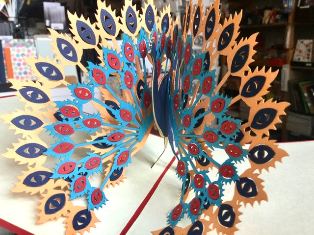 3D-Karte Pfau 15x15 Pop-up-Karte