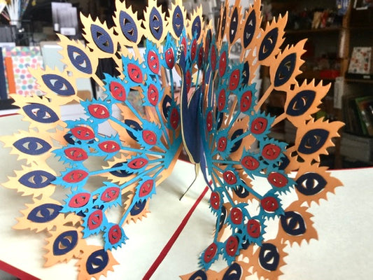 3D-Karte Pfau 15x15 Pop-up-Karte