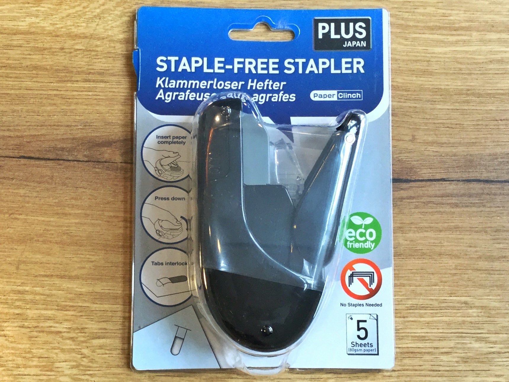 Stapler PLUS Heftgerät ohne Klammern - Polly Paper - Umweltfreundliche Schreibwaren