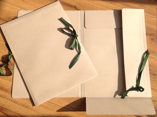 Sammelmappe grau grüne Bänder A2/A3° - Polly Paper