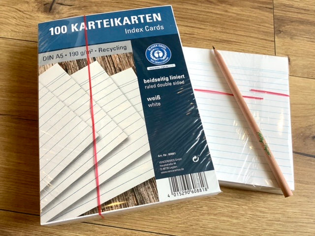 Karteikarten liniert weiß 100St.° - Polly Paper - Umweltfreundliche Schreibwaren
