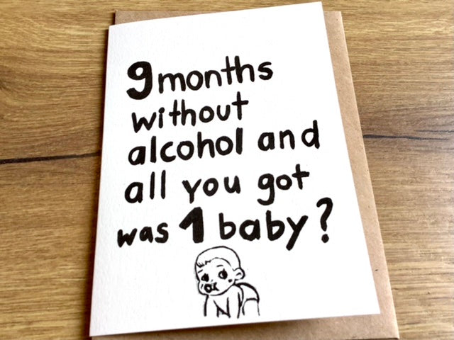 Briefkarte 9 months without alcohol.. (Superjuju) - Polly Paper - Umweltfreundliche Schreibwaren
