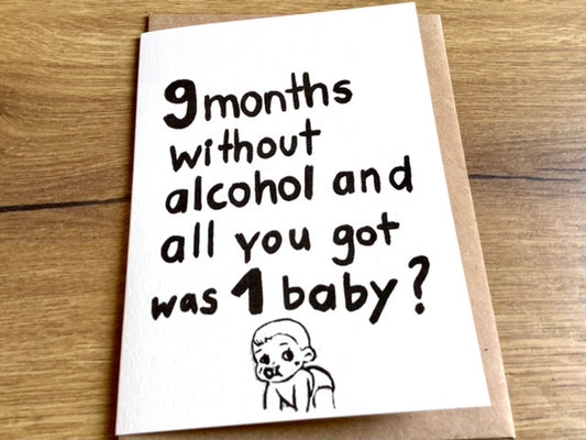 Briefkarte 9 months without alcohol.. (Superjuju) - Polly Paper - Umweltfreundliche Schreibwaren