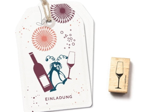 Stempel Sektglas (Cats on appletrees) - Polly Paper - Umweltfreundliche Schreibwaren