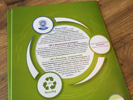Schulheft A5 Lin.2 grün Green90g Deutschheft - Polly Paper - Umweltfreundliche Schreibwaren