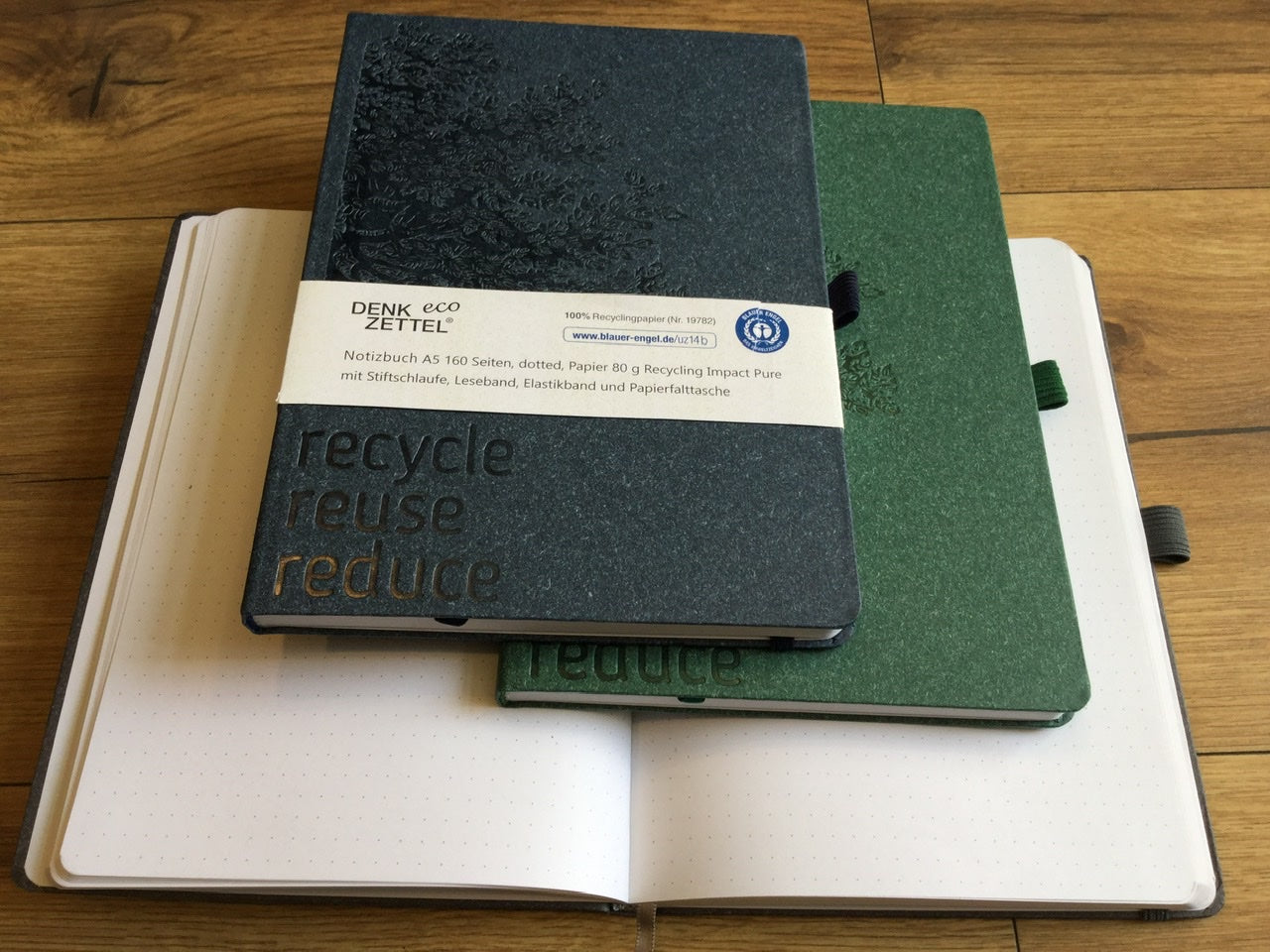 Notizbuch A5 Punktraster Eco Recycle 160S. Leykam° - Polly Paper - Umweltfreundliche Schreibwaren