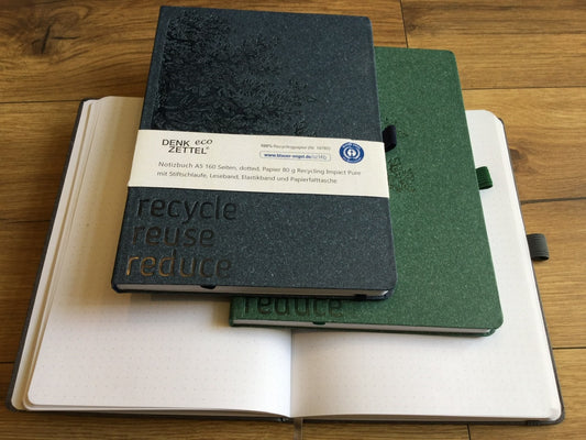 Notizbuch A5 Punktraster Eco Recycle 160S. Leykam° - Polly Paper - Umweltfreundliche Schreibwaren