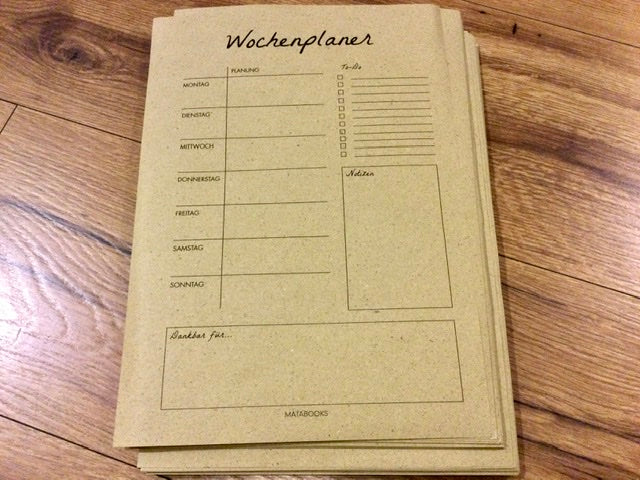 Wochenplaner A4 Graspapier vegan 54 Blatt