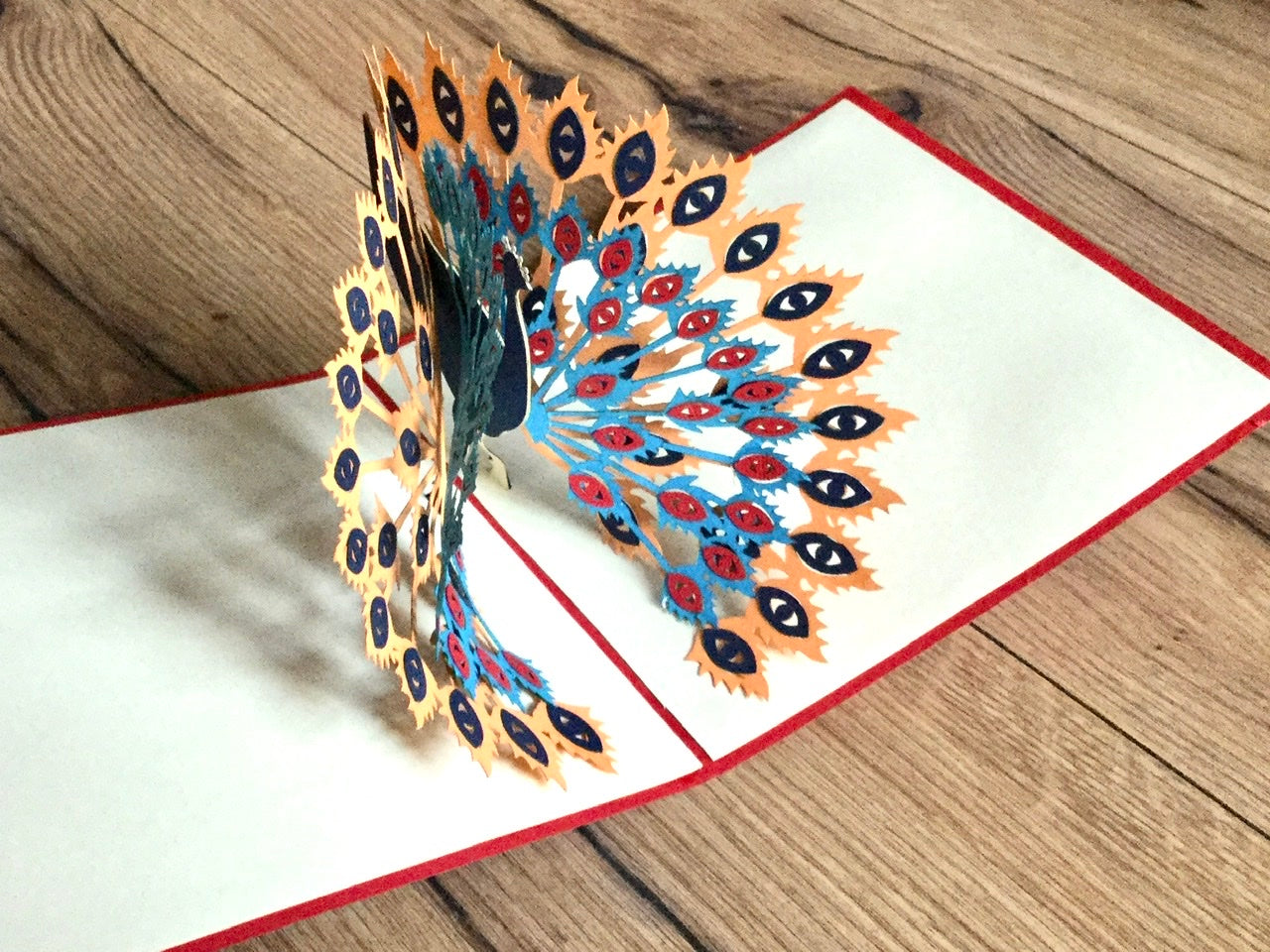 3D-Karte Pfau 15x15 Pop-up-Karte