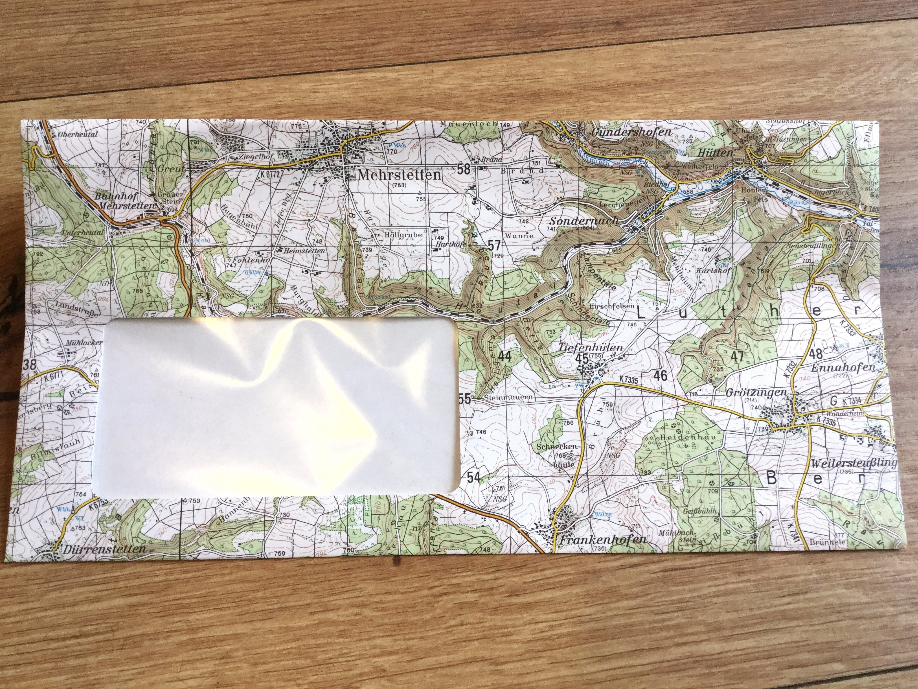 DRP DL Landkarte 10 Design-Kuverts Direktrecycling - Polly Paper - Umweltfreundliche Schreibwaren