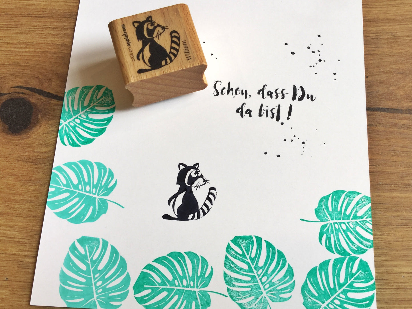 Waschbär Stempel (Cats on appletrees)°