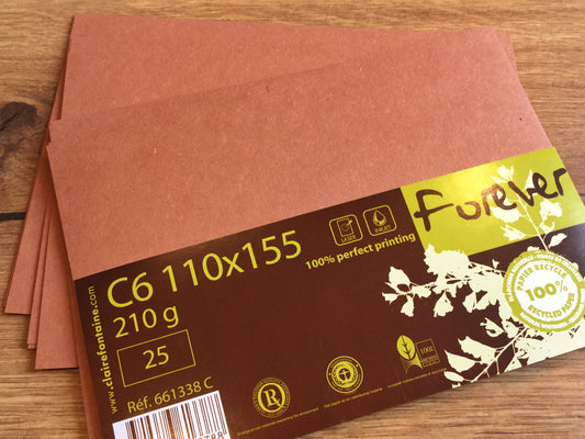Postkarten 25St. tabakbraun forever C6 210g/m²
