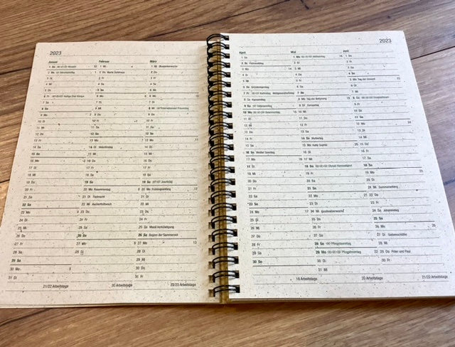 Wochenkalender Graspapier A5 2025 (!) Zettler 1W/2S