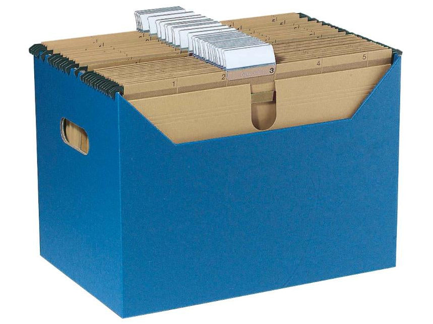 blaue Hängeregisterbox / Hängeregistratur aus Recyclingpappe