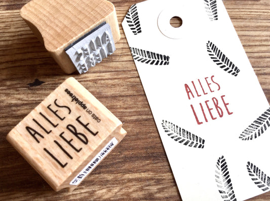 Textstempel Holz, "Alles Liebe" in Großbuchstaben