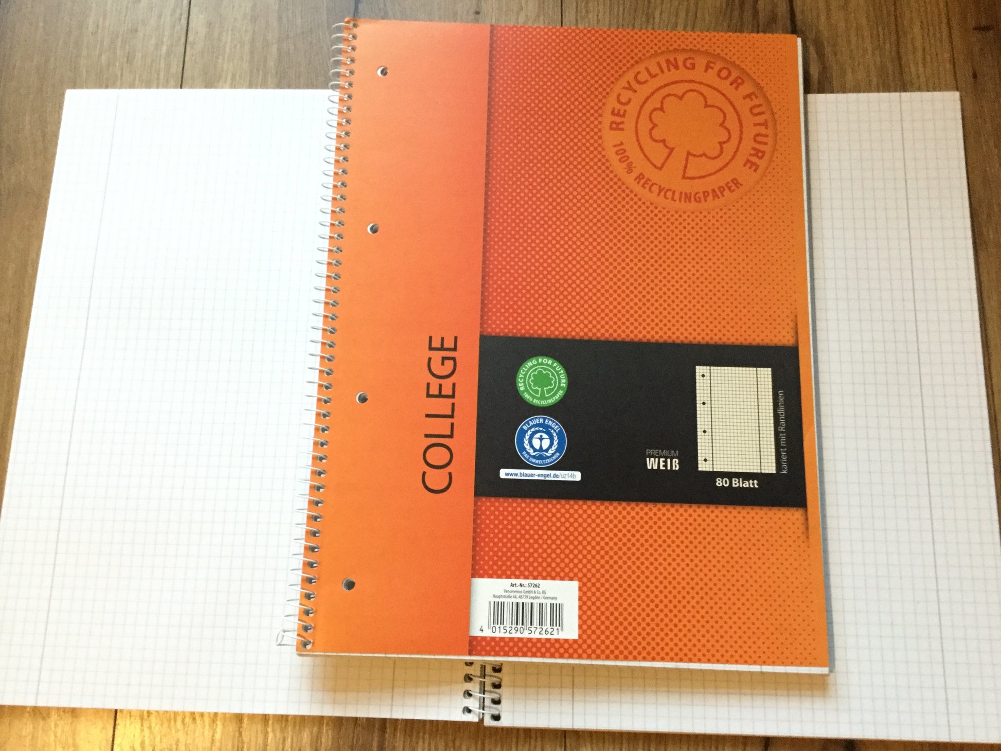 Collegeblock kariert mit Randlinien 80Bl. - Polly Paper - Umweltfreundliche Schreibwaren
