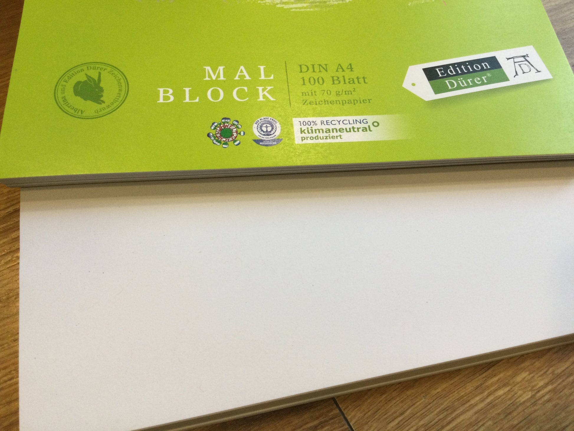 Malblock A4 100 Blatt 70g Recyclingpapier - Polly Paper - Umweltfreundliche Schreibwaren
