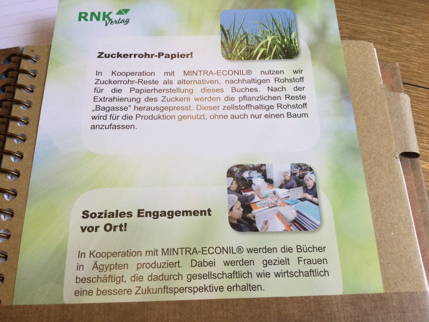 Notizbuch A6 liniert Spiralbuch Zuckerrohrpapier