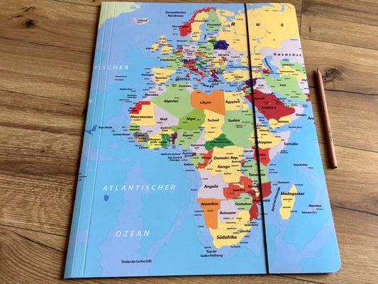Sammelmappe A3 Weltkarte - Polly Paper - Umweltfreundliche Schreibwaren