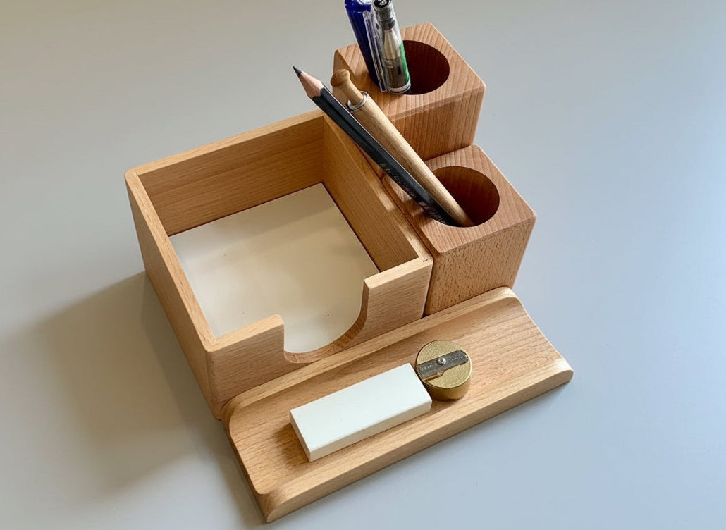 Schreibtisch-Organizer Buche Holz - Polly Paper - Umweltfreundliche Schreibwaren