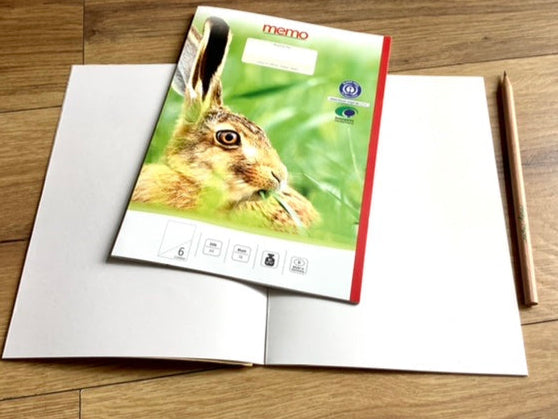 A5-Heft Lin.6 blanko Hase - Polly Paper - Umweltfreundliche Schreibwaren