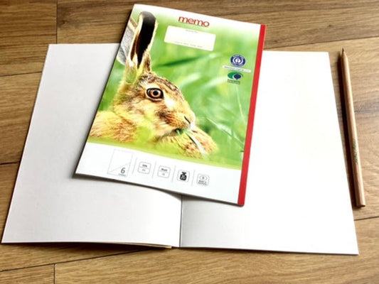 A5-Heft Lin.6 blanko Hase - Polly Paper - Umweltfreundliche Schreibwaren