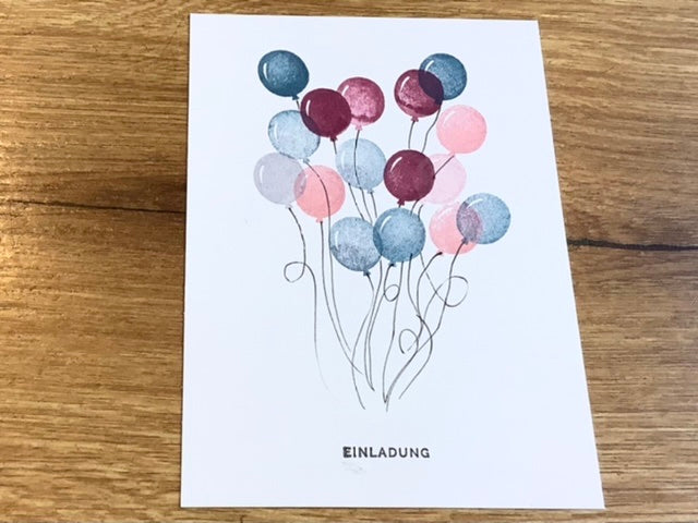 Beispielkarte für Holzstempel mit Motiv Luftballon