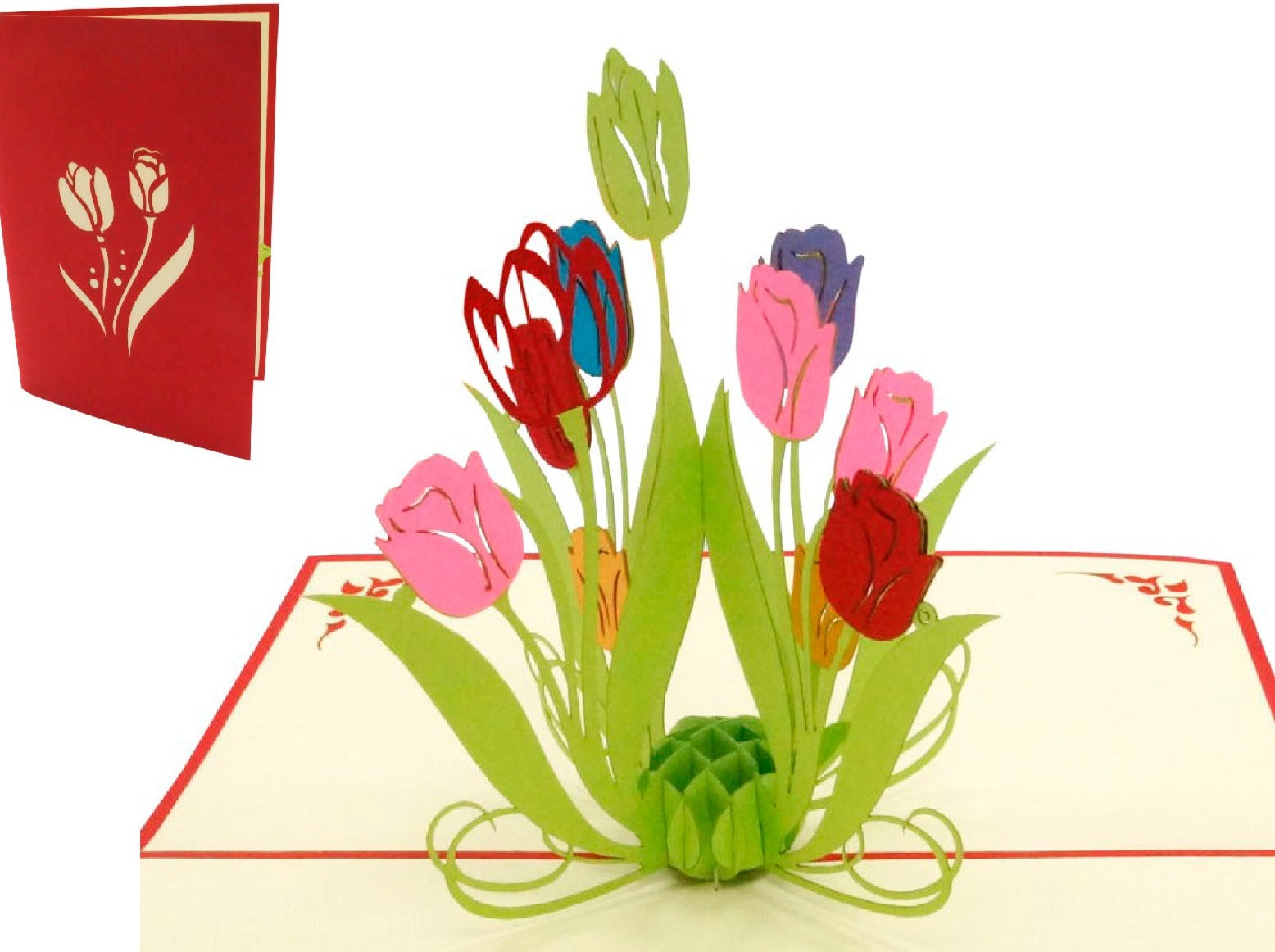 3D-Karte Tulpen Pop-up-Karte - Polly Paper - Umweltfreundliche Schreibwaren